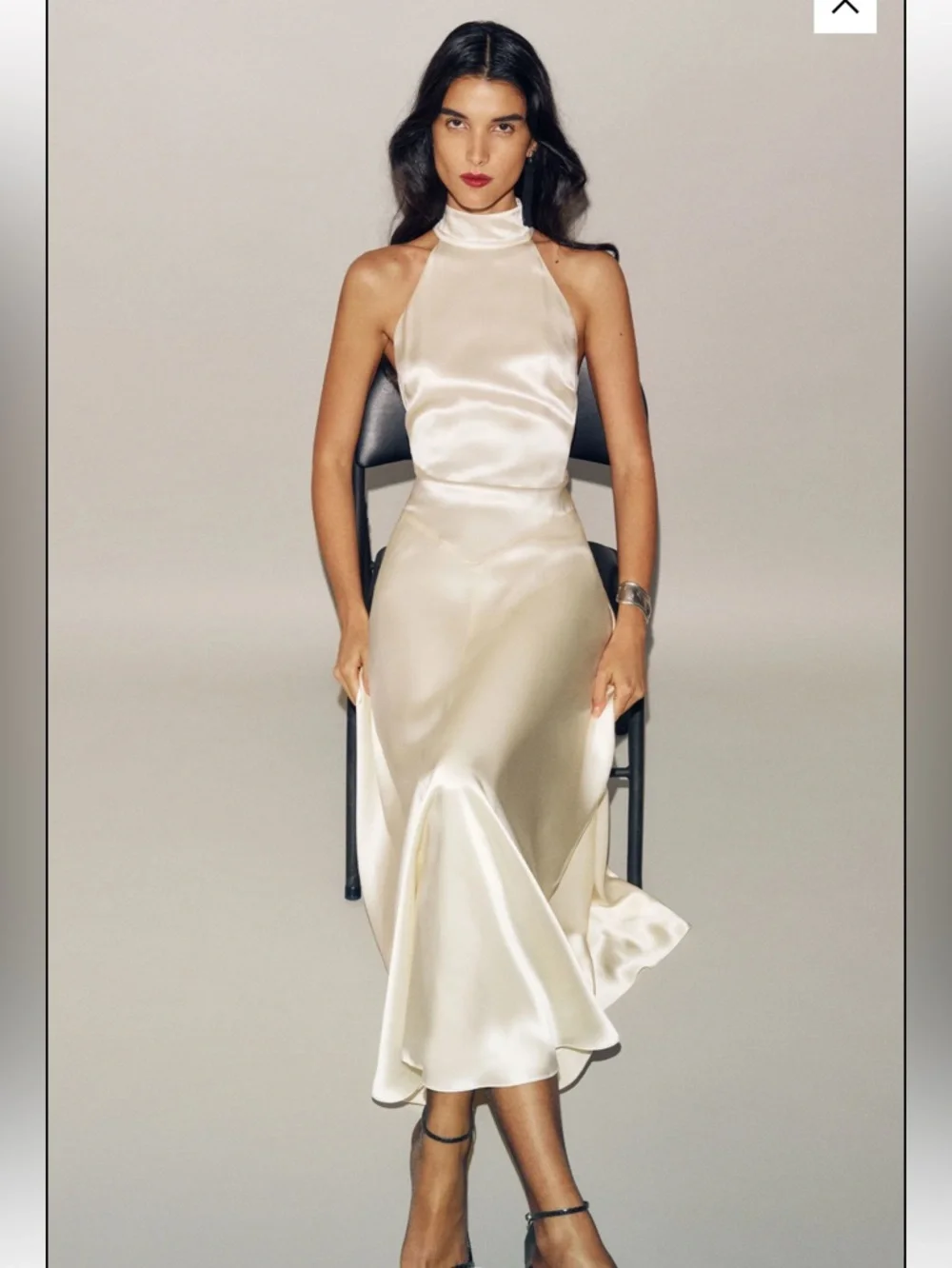 Reformation Ivory Satin Halter Maxi Dress - Picture 2 of 6